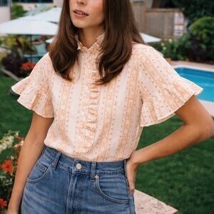 Mille Vanessa Ruffle Detail Floral Printed Blouse